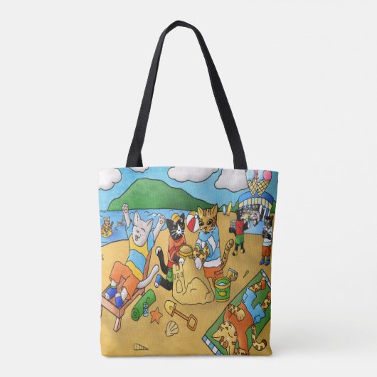 Summer Beach Cats Tote Bag (Achterkant)
