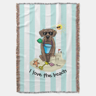 Summer Beach Chocolate Lab Dog Labrador Retriever Deken