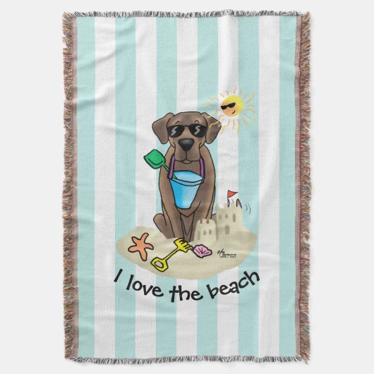 Summer Beach Chocolate Lab Dog Labrador Retriever Deken (Voorkant Verticaal)