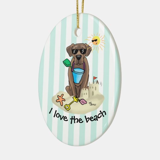 Summer Beach Chocolate Lab Dog Labrador Retriever Keramisch Ornament (Links)