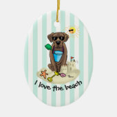 Summer Beach Chocolate Lab Dog Labrador Retriever Keramisch Ornament (Voorkant)