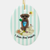 Summer Beach Chocolate Lab Dog Labrador Retriever Keramisch Ornament (Achterkant)