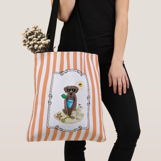 Summer Beach Chocolate Lab Dog Labrador Retriever Tote Bag (Dichtbij)