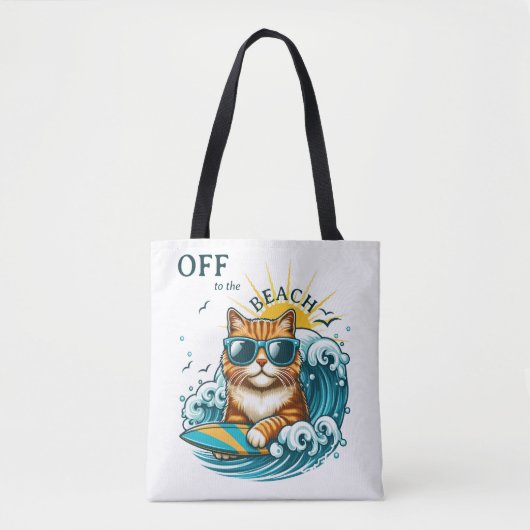 Summer Beach Cool Surf Cat Tote Bag (Voorkant)
