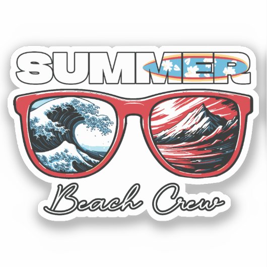 Summer Beach Crew - Zomervibes Sticker (Voorkant)