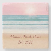 Summer Beach Design Creëer Uw eigen aangepaste fam Stenen Onderzetter (Voorkant)