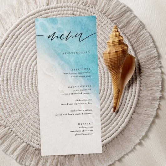 Summer Beach Destination Wedding Menu Cards