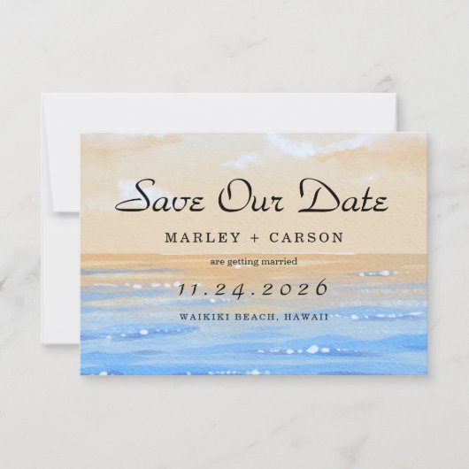 Summer Beach Destination Wedding Save The Date (Voorkant)