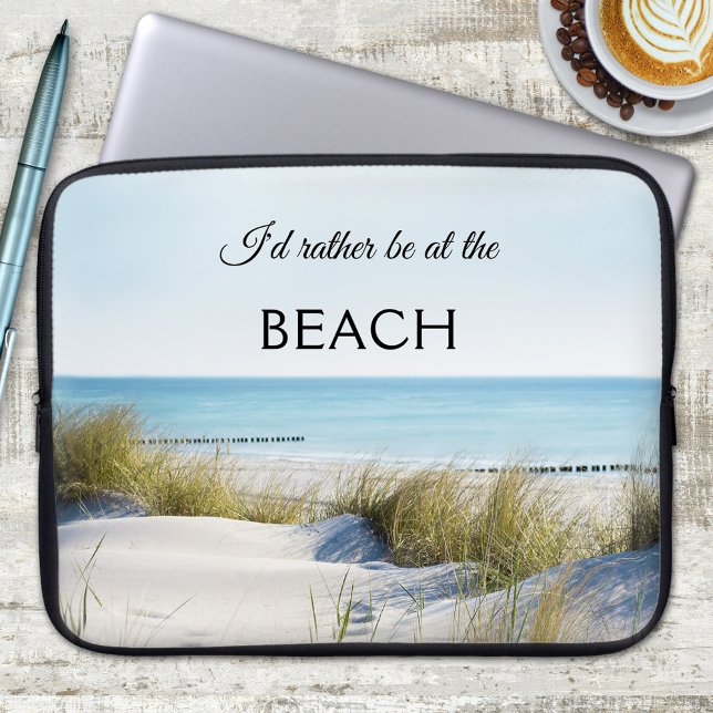 Summer Beach Dunes-laptophoes Laptop Sleeve (Laptop sleeve featuring an image of dunes overlooking a beach and ocean on a peaceful sunny day.)