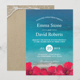 Summer Beach Elegant Tropical Flowers Weddenschap Kaart
