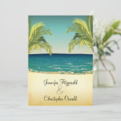 Summer Beach en Palm Trees Wedding Kaart (Staand voorkant)