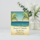 Summer Beach en Palm Trees Wedding Save the Date (Staand voorkant)