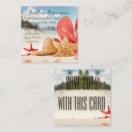 Summer Beach Event Party Visitekaartje (Voorkant / Achterkant)
