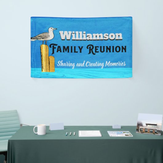 Summer Beach Familie Renion Verzamelen Zee meeuw b Spandoek (Beurs)