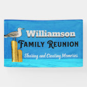 Summer Beach Familie Renion Verzamelen Zee meeuw b Spandoek (Horizontaal)