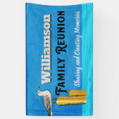 Summer Beach Familie Renion Verzamelen Zee meeuw b Spandoek (Verticaal)