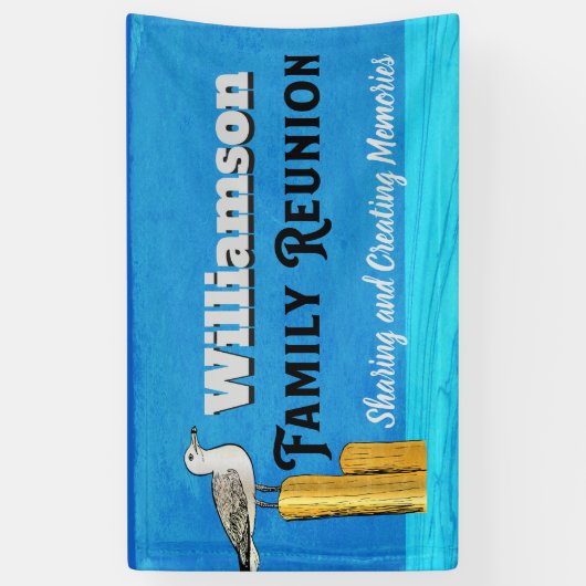 Summer Beach Familie Renion Verzamelen Zee meeuw b Spandoek (Verticaal)