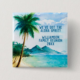 Summer Beach Family Reunion Aloha Gathering Vierkante Button 5,1 Cm