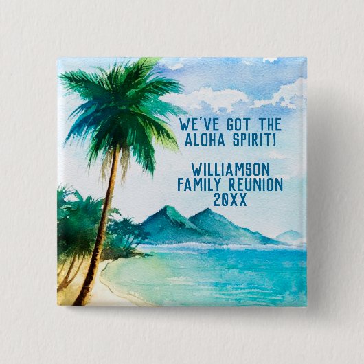 Summer Beach Family Reunion Aloha Gathering Vierkante Button 5,1 Cm (Voorkant)