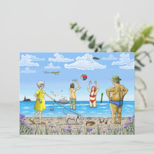 Summer Beach Feestdagenkaart (Staand voorkant)