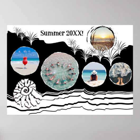 Summer Beach Fun Instagram Collage Poster (Voorkant)