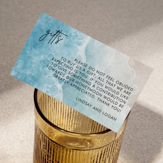 Summer Beach Gift Registry Huwelijksreis Fonds Bru Informatiekaartje