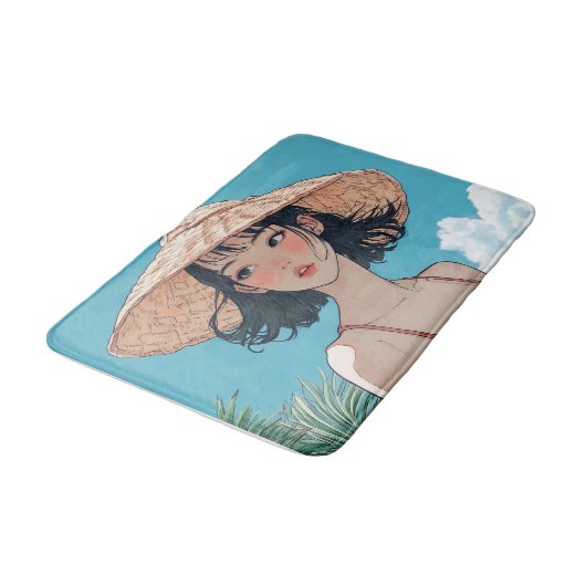 Summer Beach Girl Anime Bath Mat (Gekanteld)
