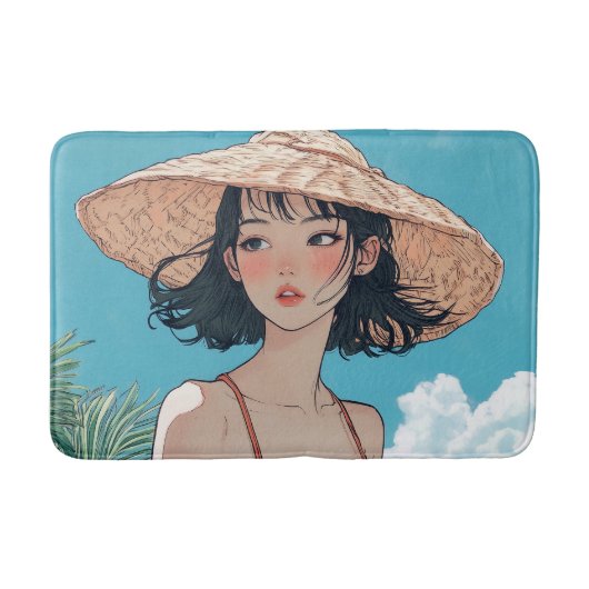 Summer Beach Girl Anime Bath Mat (Voorkant)