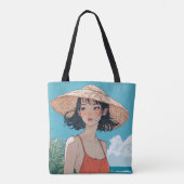 Summer Beach Girl Anime Canvas tas (Achterkant)