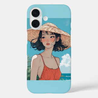 Summer Beach Girl Anime iPhone 16 Hoesje