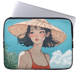 Summer Beach Girl Anime Laptop Mouw Laptop Sleeve