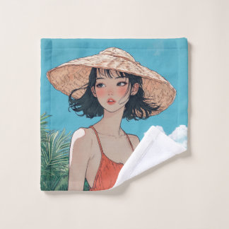Summer Beach Girl Anime Wash Cloth Washandje