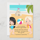 Summer Beach Girl Birthday Party Magnetische Uitnodiging (Voorkant)