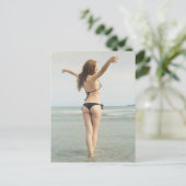 Summer Beach Girl foto Briefkaart (Staand voorkant)