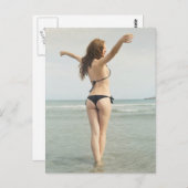 Summer Beach Girl foto Briefkaart (Voorkant / Achterkant)