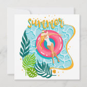 Summer Beach Girl Wenskaart Kaart (Voorkant)