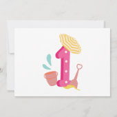 Summer Beach Girls 1st Birthday Foto Kaart (Achterkant)