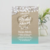 Summer Beach Heart Rustic Vrijgezellenfeest Kaart (Staand voorkant)