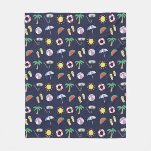 Summer Beach Holiday Blue Pattern Fleece Deken