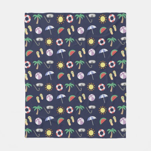Summer Beach Holiday Blue Pattern Fleece Deken (Voorkant)