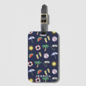 Summer Beach Holiday Blue Pattern - Gepersonalisee Bagagelabel (Voorkant (verticaal))