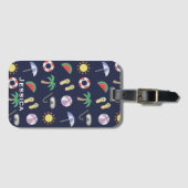 Summer Beach Holiday Blue Pattern - Gepersonalisee Bagagelabel (Voorkant (horizontaal))