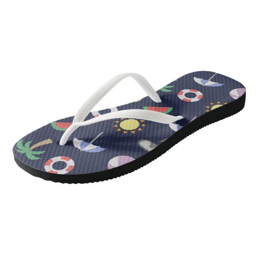 Summer Beach Holiday Blue Pattern Teenslippers (Schuin)