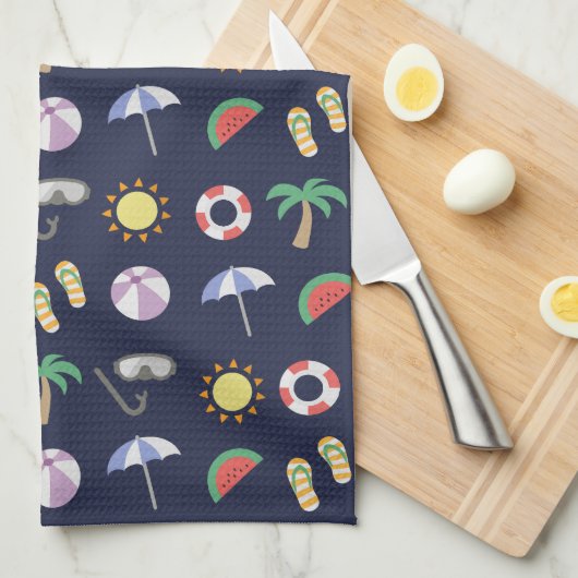 Summer Beach Holiday Blue Pattern Theedoek (Quarter Fold)