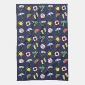 Summer Beach Holiday Blue Pattern Theedoek (Verticaal)