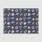 Summer Beach Holiday Blue Pattern Tissuepapier (Voorkant)