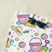 Summer Beach Holiday Doodles Pattern Strandlaken (In situ)