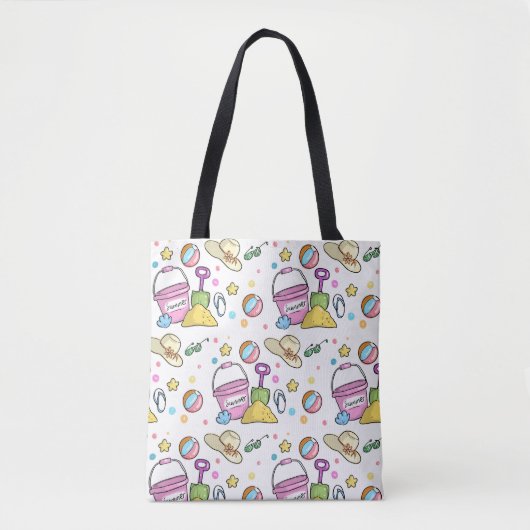 Summer Beach Holiday Doodles Pattern Tote Bag (Voorkant)