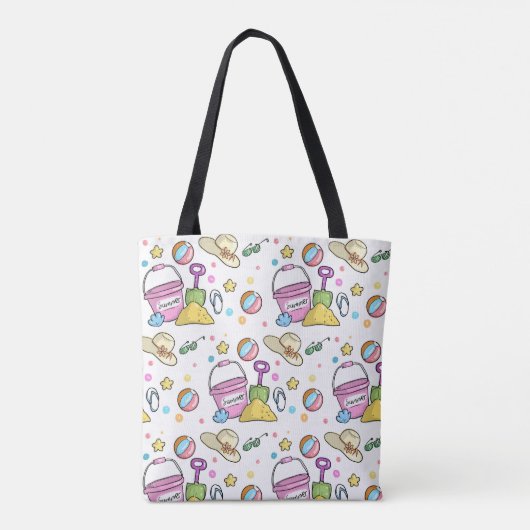 Summer Beach Holiday Doodles Pattern Tote Bag (Achterkant)