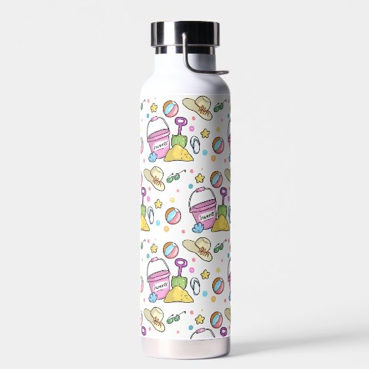 Summer Beach Holiday Doodles Pattern Waterfles (Links)